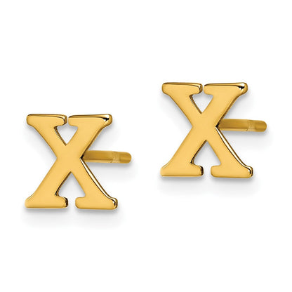 Vergoldet Sterlingsilber Buchstabe X Initiale Ohrstecker