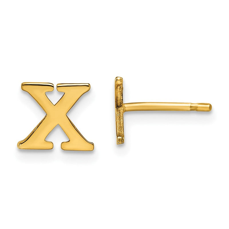 Vergoldet Sterlingsilber Buchstabe X Initiale Ohrstecker
