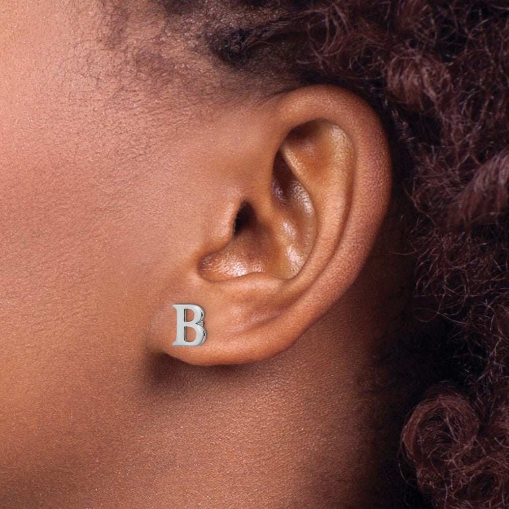 Sterlingsilber Rhodiniert Buchstabe B Initiale Ohrstecker