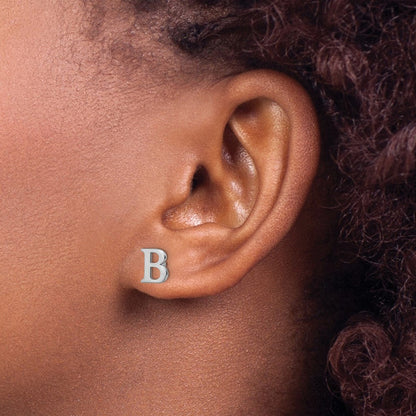 Sterlingsilber Rhodiniert Buchstabe B Initiale Ohrstecker