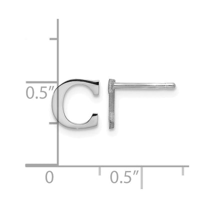 Sterlingsilber Rhodiniert Buchstabe C Initiale Ohrstecker