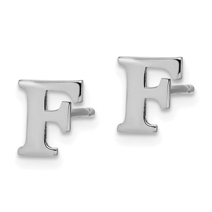 Sterlingsilber Rhodiniert Buchstabe F Initiale Ohrstecker
