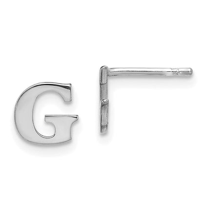 Sterlingsilber Rhodiniert Buchstabe G Initiale Ohrstecker