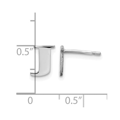 Sterlingsilber Rhodiniert Buchstabe J Initiale Ohrstecker
