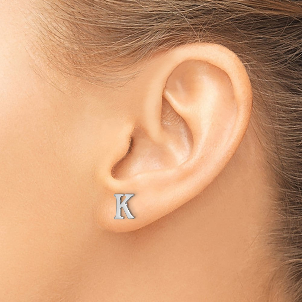 Sterlingsilber Rhodiniert Buchstabe K Initiale Ohrstecker