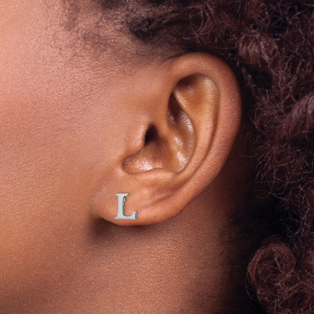 Sterlingsilber Rhodiniert Buchstabe L Initiale Ohrstecker