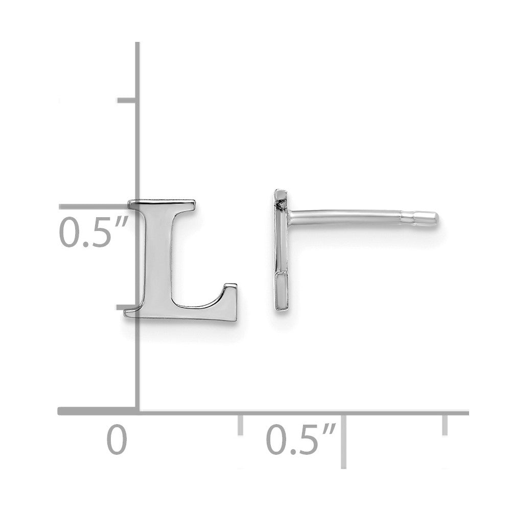 Sterlingsilber Rhodiniert Buchstabe L Initiale Ohrstecker