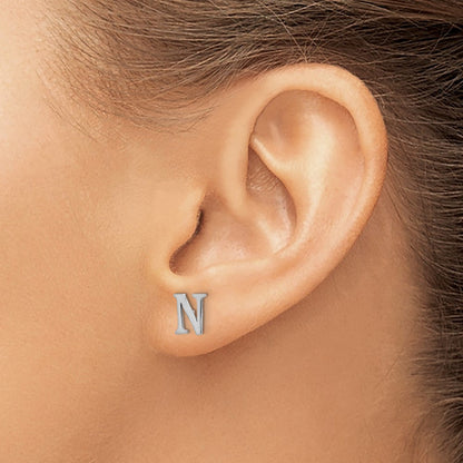 Sterlingsilber Rhodiniert Buchstabe N Initiale Ohrstecker