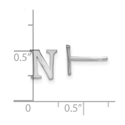 Sterlingsilber Rhodiniert Buchstabe N Initiale Ohrstecker