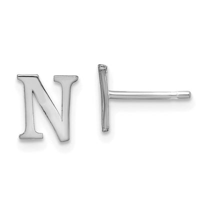 Sterlingsilber Rhodiniert Buchstabe N Initiale Ohrstecker