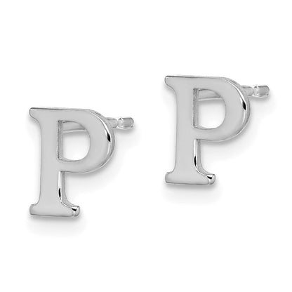 14K Weißgold 14kw Buchstabe P Initiale Ohrstecker