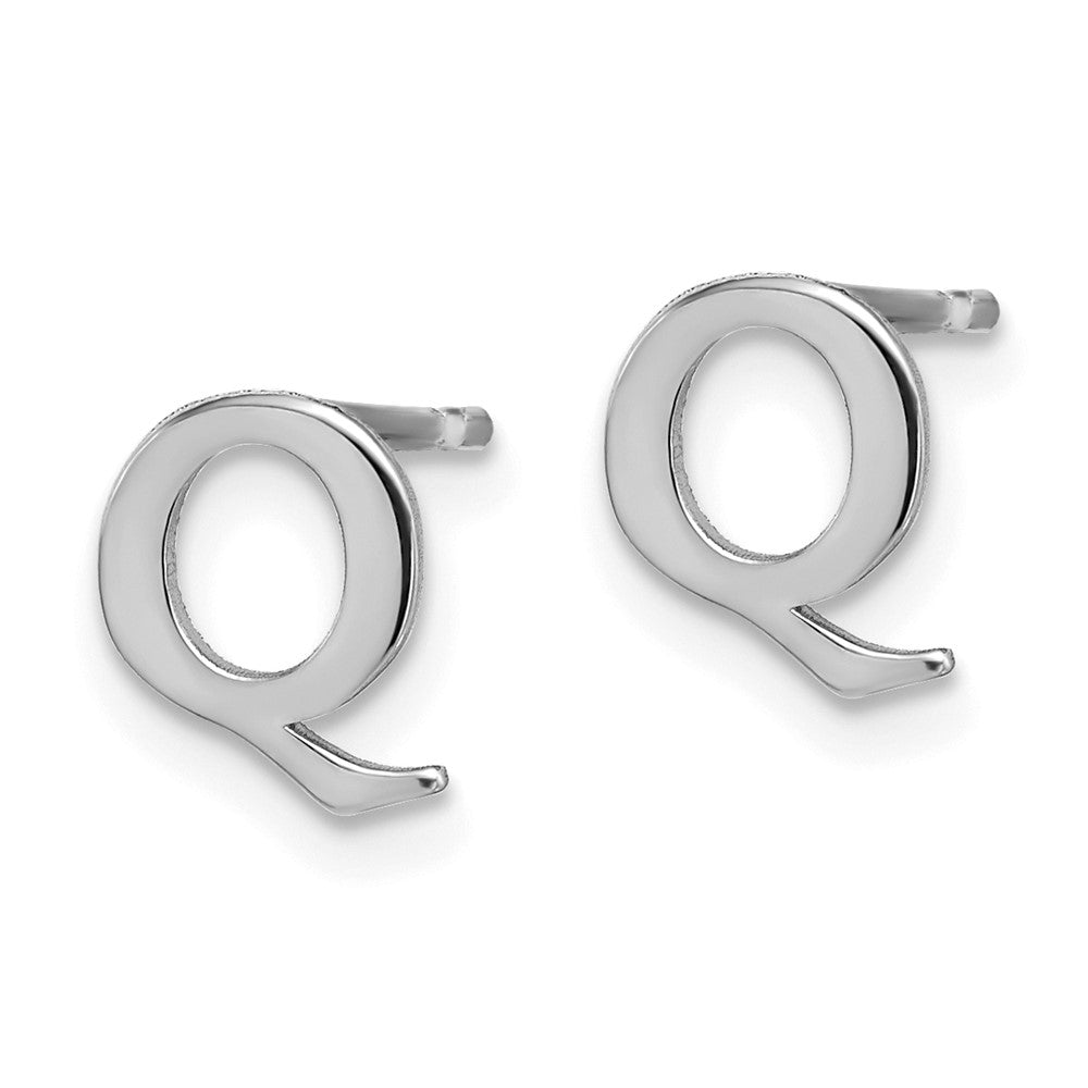 Sterlingsilber Rhodiniert Buchstabe Q Initiale Ohrstecker