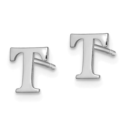 Sterlingsilber Rhodiniert Buchstabe T Initiale Ohrstecker
