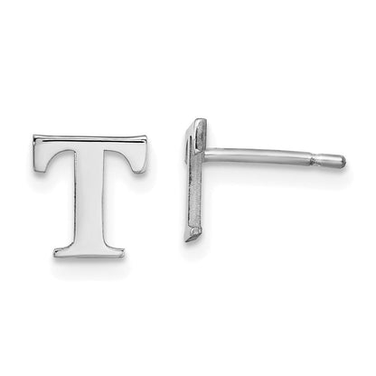 Sterlingsilber Rhodiniert Buchstabe T Initiale Ohrstecker