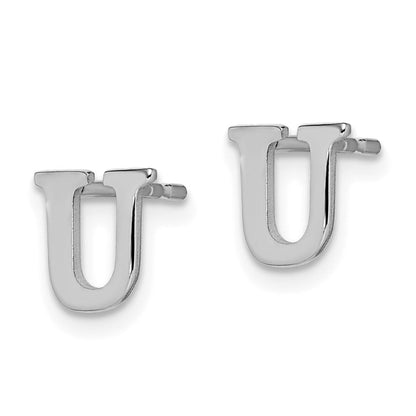 Sterlingsilber Rhodiniert Buchstabe U Initiale Ohrstecker