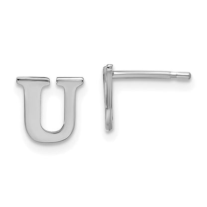 Sterlingsilber Rhodiniert Buchstabe U Initiale Ohrstecker