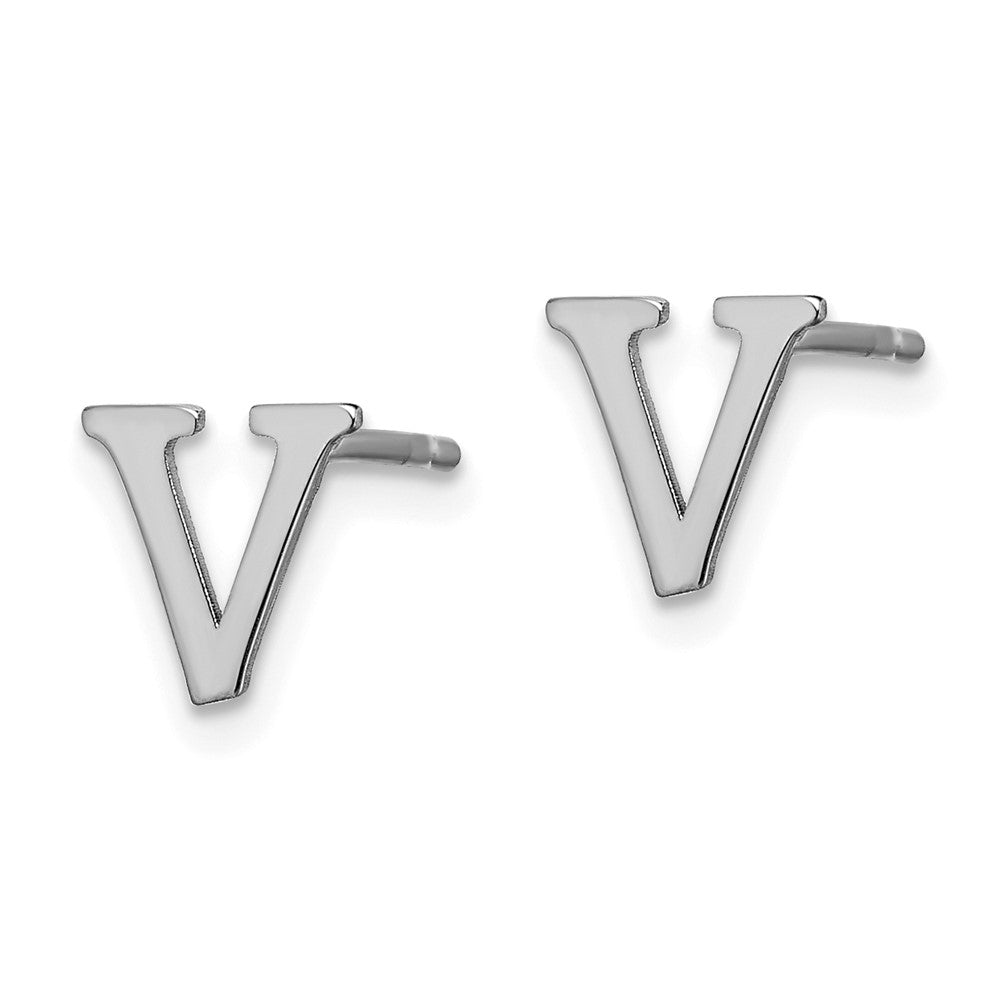 Sterlingsilber Rhodiniert Buchstabe V Initiale Ohrstecker