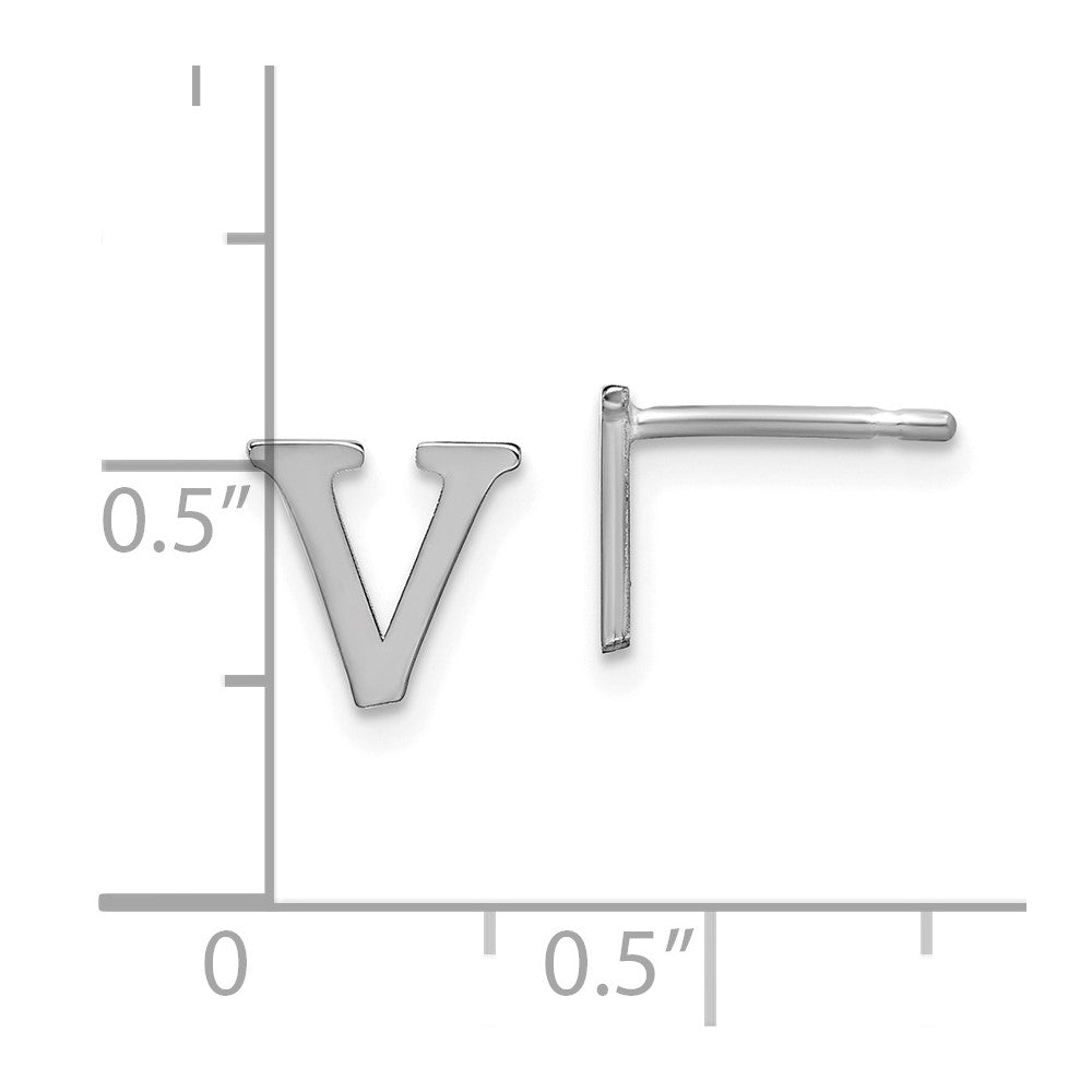 14K Weißgold 14kw Buchstabe V Initiale Ohrstecker