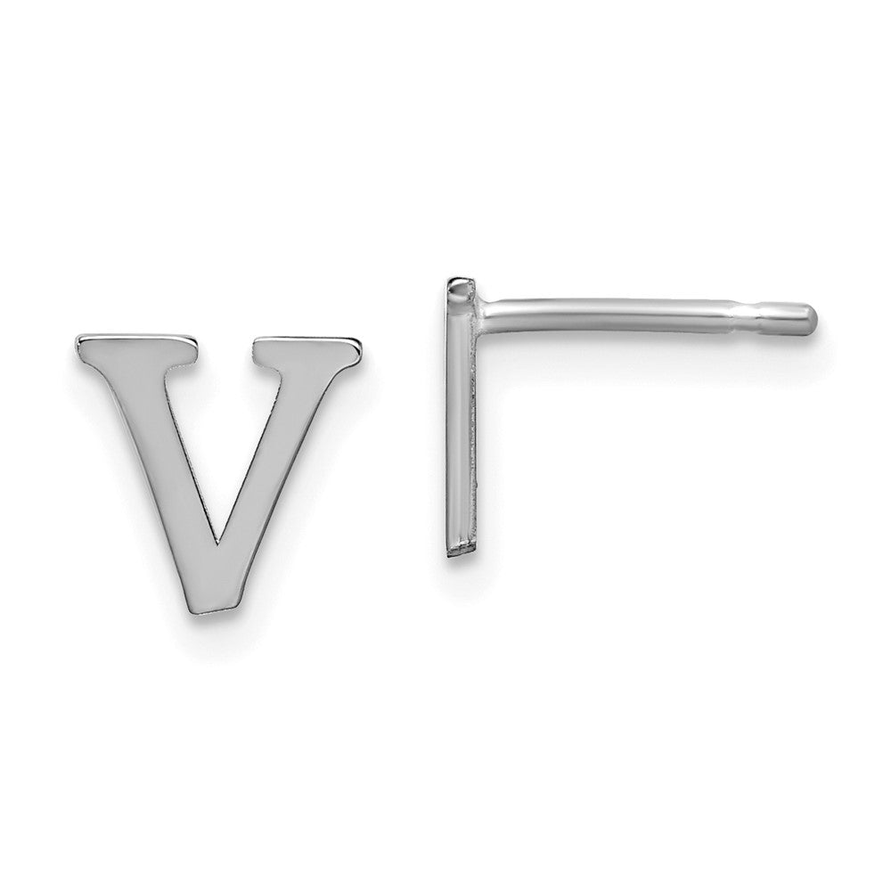 Sterlingsilber Rhodiniert Buchstabe V Initiale Ohrstecker