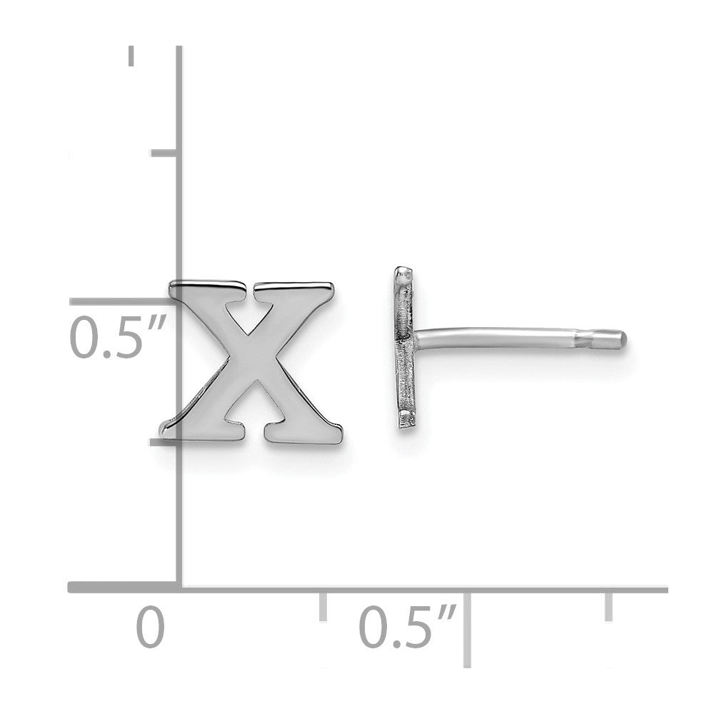 Sterlingsilber Rhodiniert Buchstabe X Initiale Ohrstecker