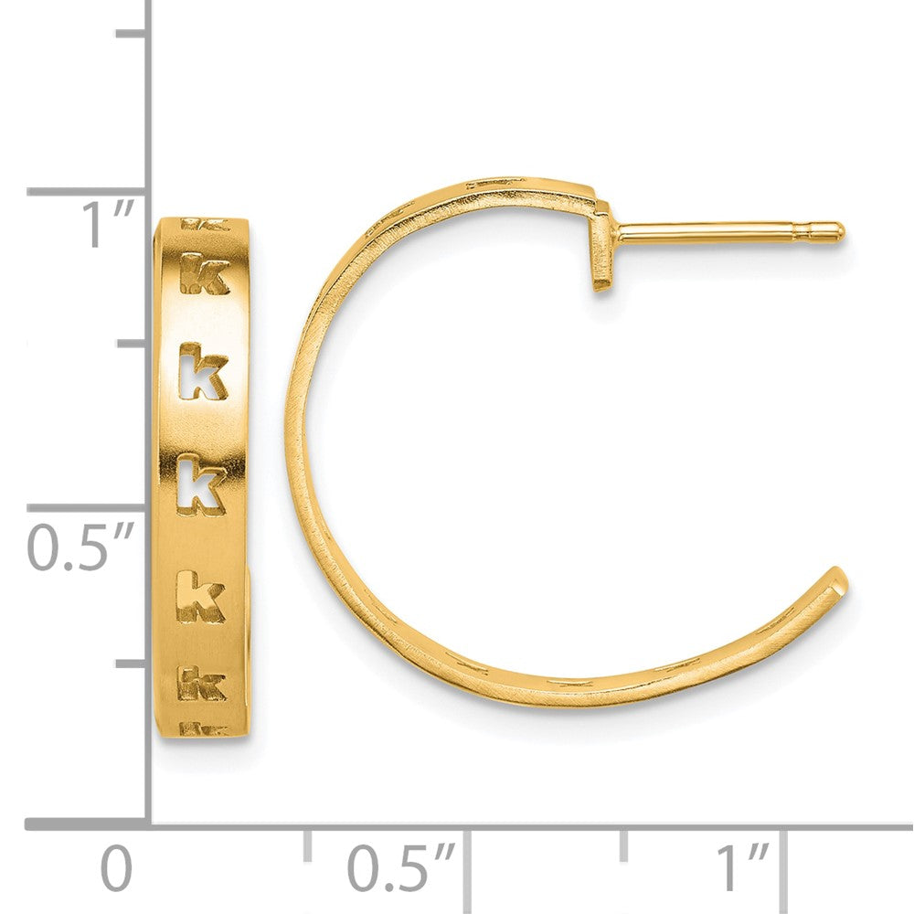 14K Gelbgold Gebürstet Initiale Stecker Creolen