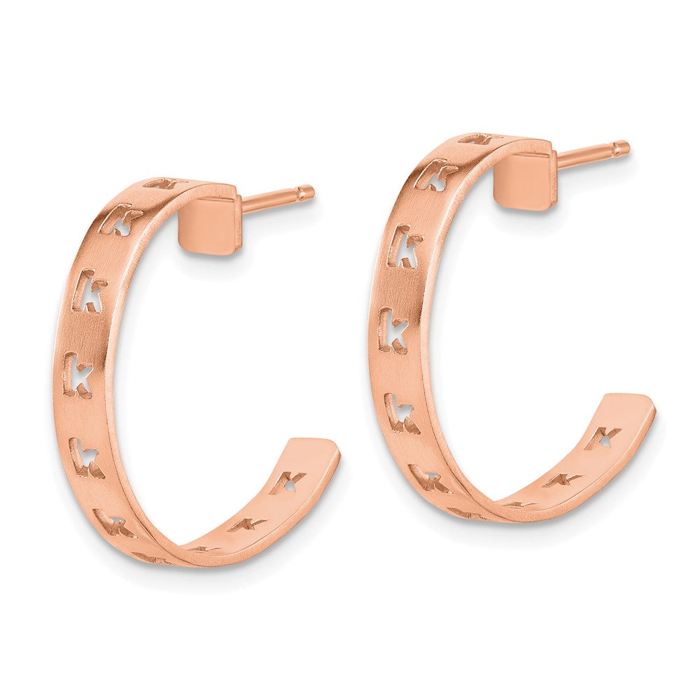Roségoldbeschichtet Sterlingsilber /rose Gebürstet Initiale Stecker Creolen