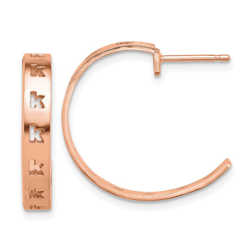 Roségoldbeschichtet Sterlingsilber /rose Gebürstet Initiale Stecker Creolen