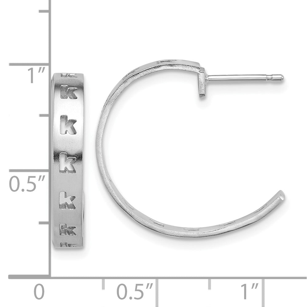 14K Weißgold Gebürstet Initiale Stecker Creolen