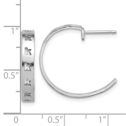 14K Weißgold Gebürstet Initiale Stecker Creolen