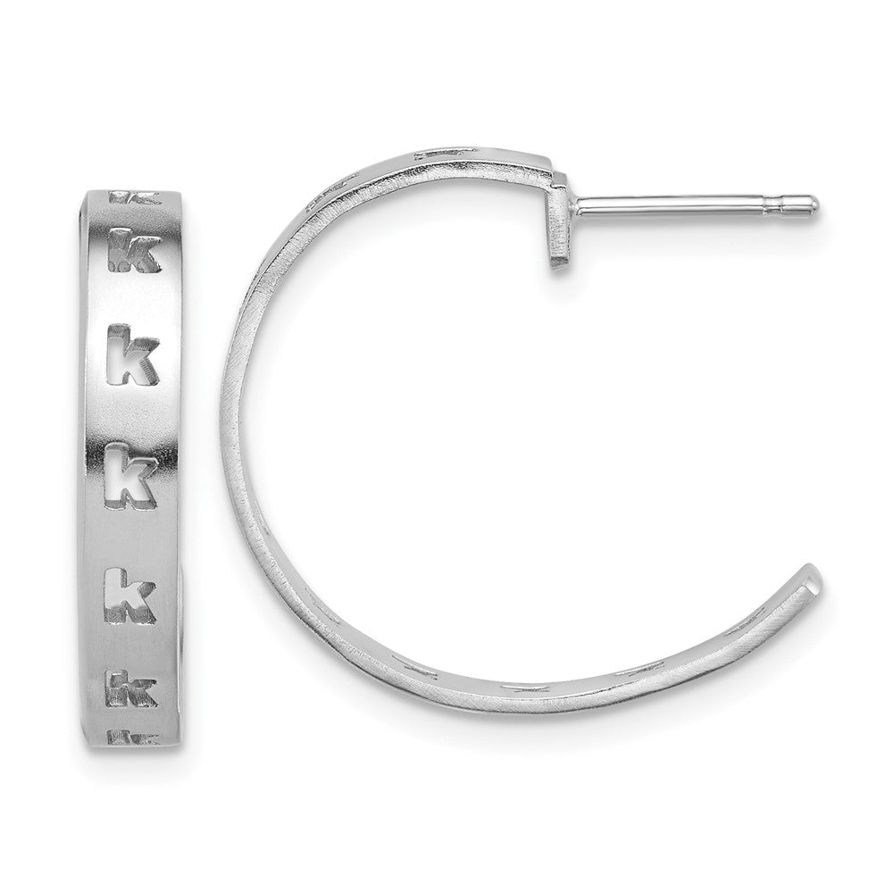 14K Weißgold Gebürstet Initiale Stecker Creolen