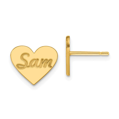 14K Gelbgold Klein Personalisiert Herz Ohrstecker