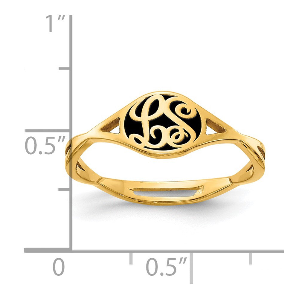 14K Gelbgold Ring mit gedrehtem Design und Initiale