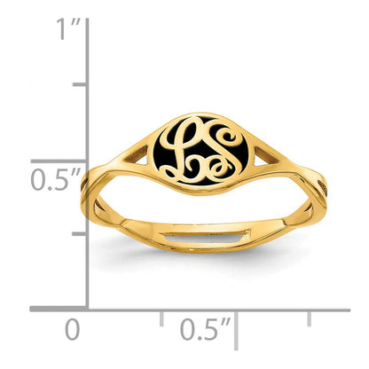 14K Gelbgold Ring mit gedrehtem Design und Initiale
