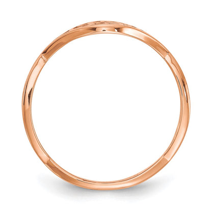 14K Roségold Gedreht Ring mit Epoxid Monogramm Ring (size 7 Nur)