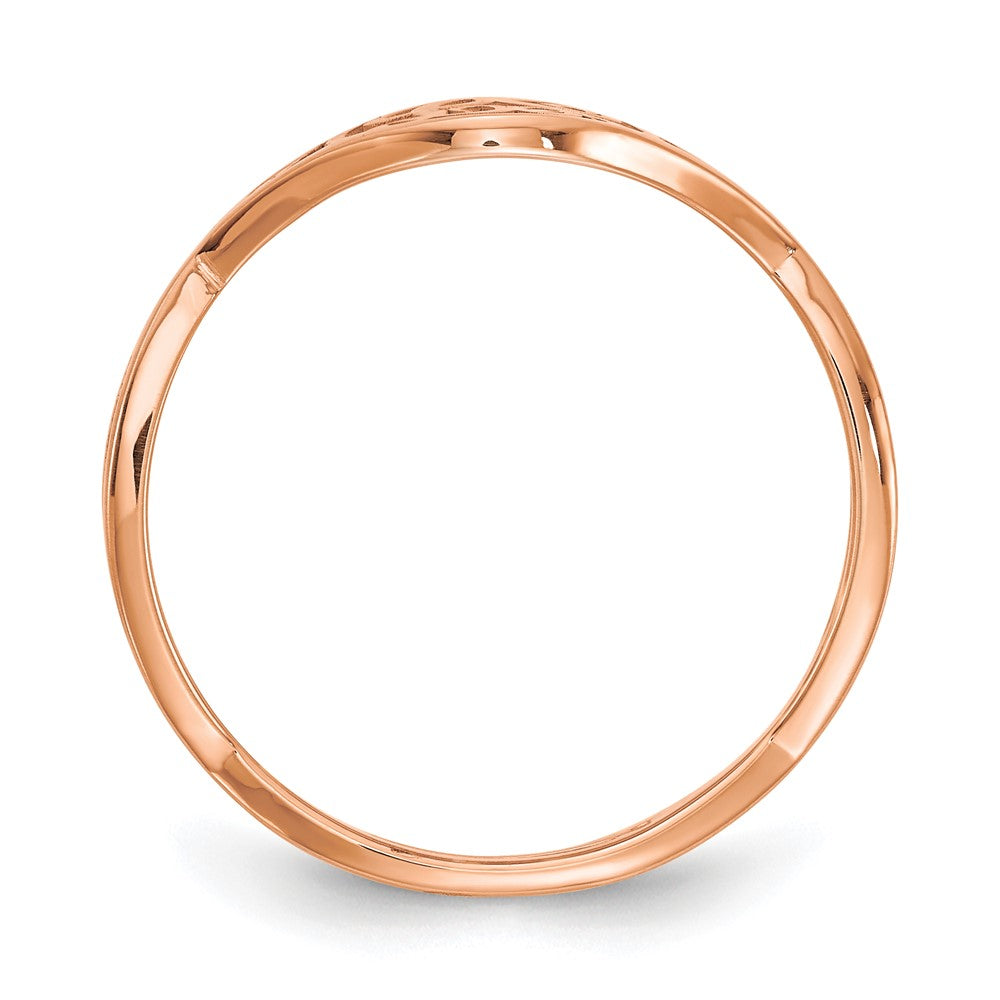 Roségoldbeschichtet Gedreht Ring mit Epoxid Monogramm Ring (size 7 Nur)
