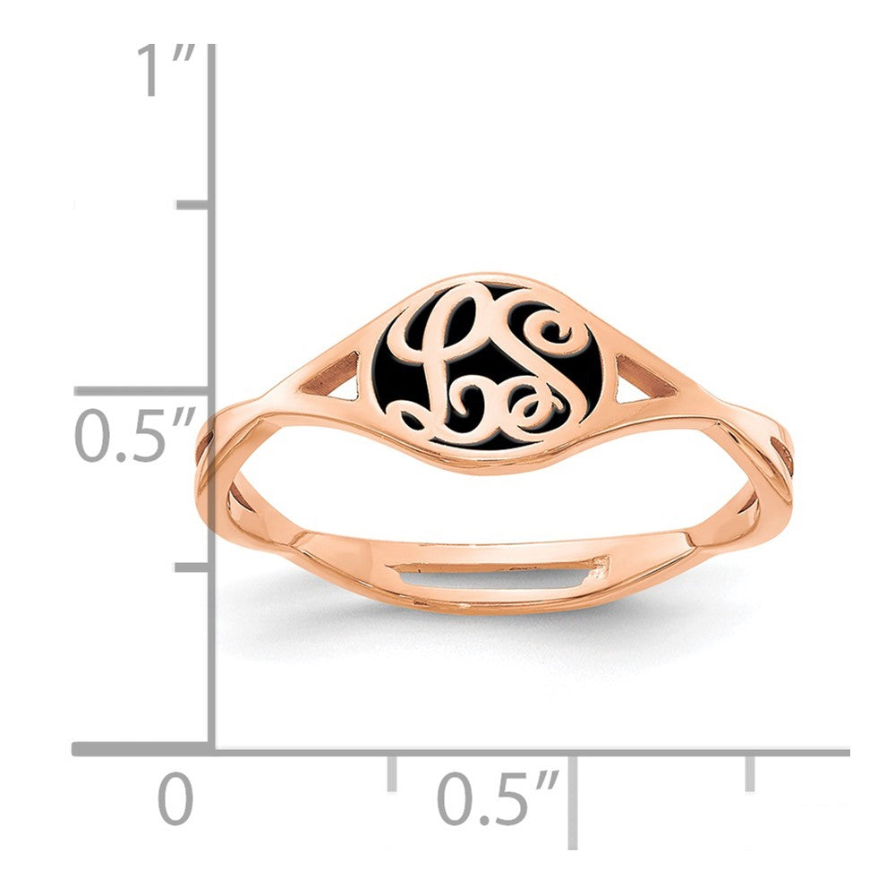 Roségoldbeschichtet Gedreht Ring mit Epoxid Monogramm Ring (size 7 Nur)