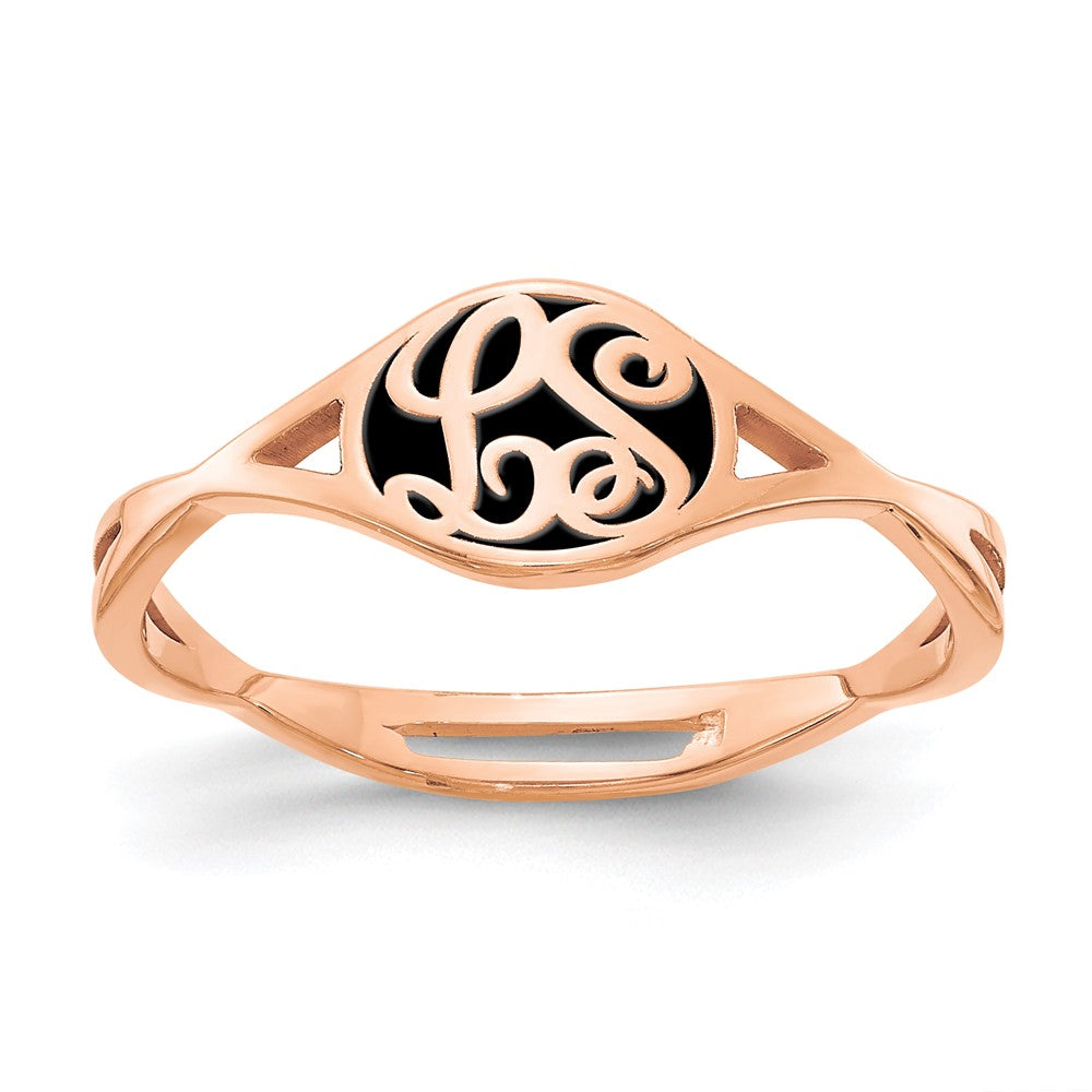 Roségoldbeschichtet Gedreht Ring mit Epoxid Monogramm Ring (size 7 Nur)