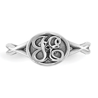 14K Weißgold Ring mit verschlungenem Design und epoxidharzbeschichteten Initialen