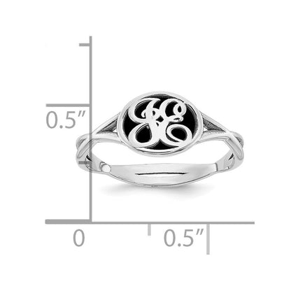 14K Weißgold Ring mit verschlungenem Design und epoxidharzbeschichteten Initialen