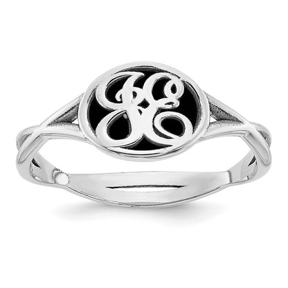 14K Weißgold Ring mit verschlungenem Design und epoxidharzbeschichteten Initialen