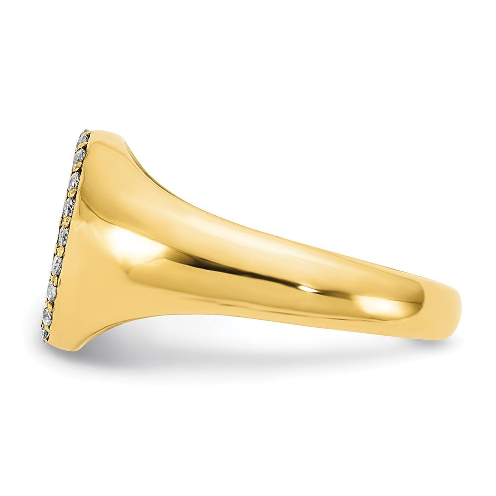 14K Gelbgold Ovaler Siegelring mit Initiale und echten Diamanten im klassischen Stil