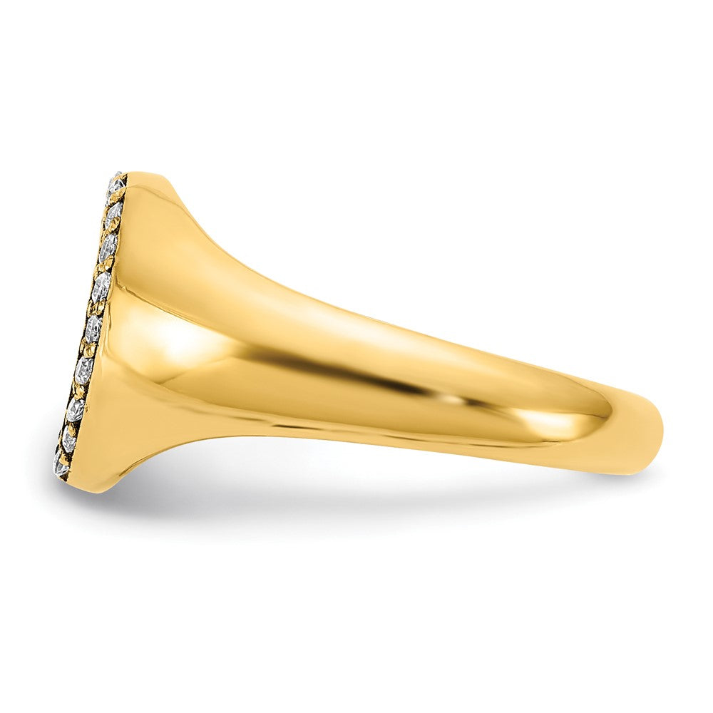 14K Gelbgold Großer Echter Diamant Oval Klassischer Monogramm-Siegelring