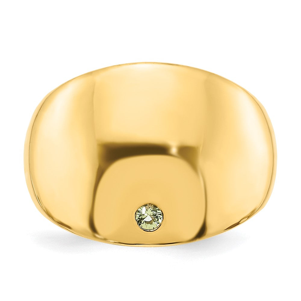 14K Gelbgold Zigarrenring mit 1 personalisiertem Geburtsstein