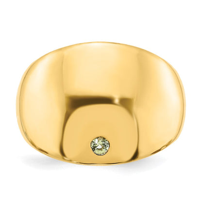 14K Gelbgold Zigarrenring mit 1 personalisiertem Geburtsstein