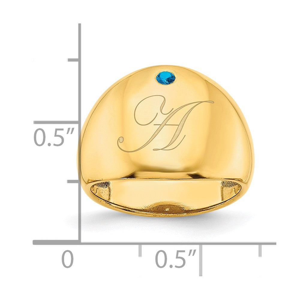14K Gelbgold Zigarrenring mit 1 personalisiertem Geburtsstein
