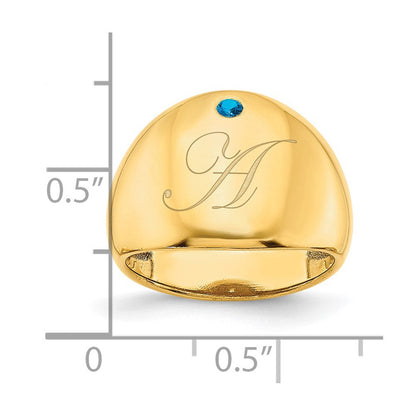 14K Gelbgold Zigarrenring mit 1 personalisiertem Geburtsstein