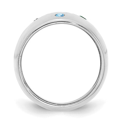 14K Weißgold Zigarrenring mit 3 personalisierten Geburtssteinen