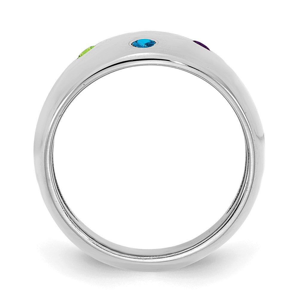 14K Weißgold Ring mit 4 Geburtssteinen, personalisiert, Zigarrenring-Design