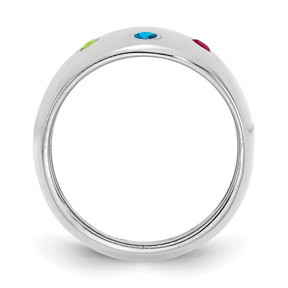 14K Weißgold Zigarrenring mit 5 Geburtssteinen, personalisiert
