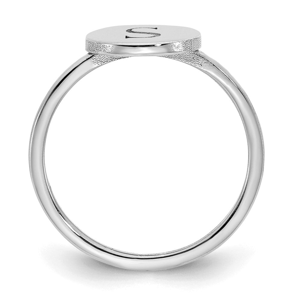 14K Weißgold Siegelring mit Initiale und Kreis